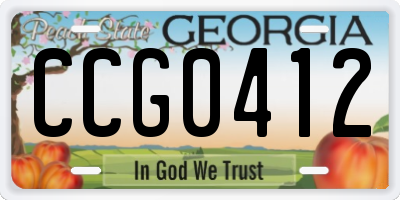 GA license plate CCG0412