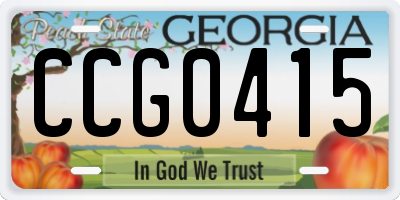 GA license plate CCG0415