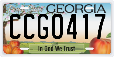 GA license plate CCG0417
