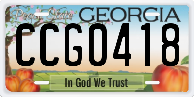 GA license plate CCG0418