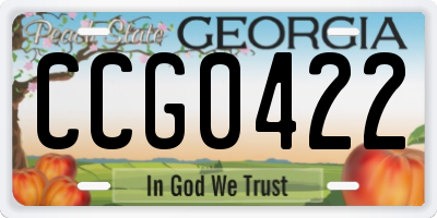 GA license plate CCG0422