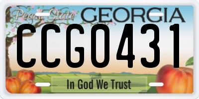 GA license plate CCG0431