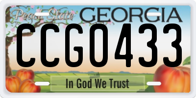 GA license plate CCG0433