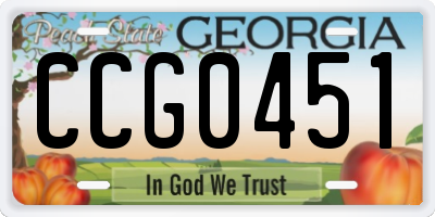 GA license plate CCG0451