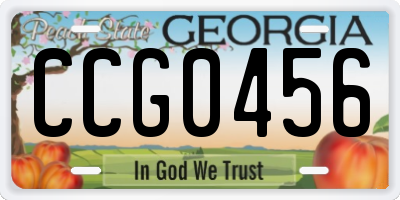 GA license plate CCG0456