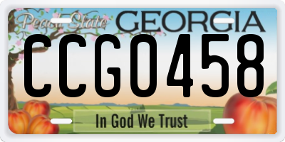GA license plate CCG0458