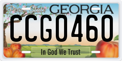 GA license plate CCG0460