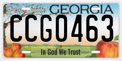GA license plate CCG0463