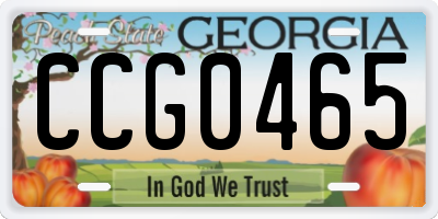 GA license plate CCG0465