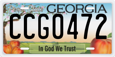GA license plate CCG0472