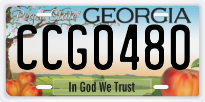 GA license plate CCG0480