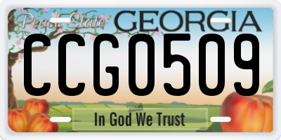 GA license plate CCG0509