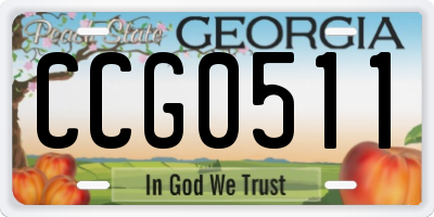 GA license plate CCG0511
