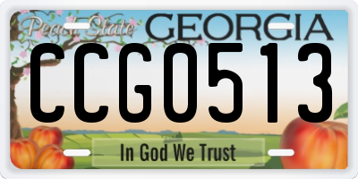 GA license plate CCG0513
