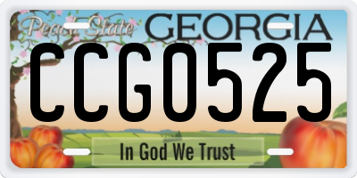 GA license plate CCG0525