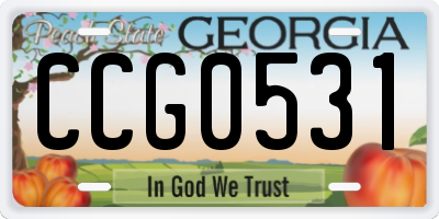GA license plate CCG0531