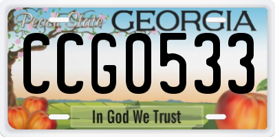 GA license plate CCG0533