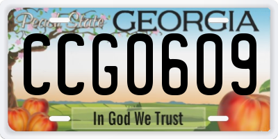 GA license plate CCG0609