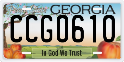 GA license plate CCG0610