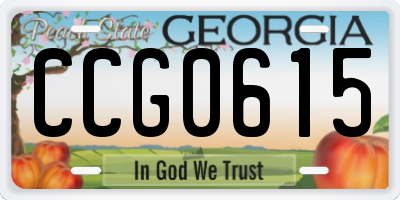 GA license plate CCG0615