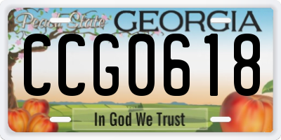 GA license plate CCG0618