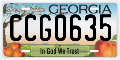 GA license plate CCG0635