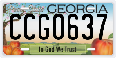 GA license plate CCG0637