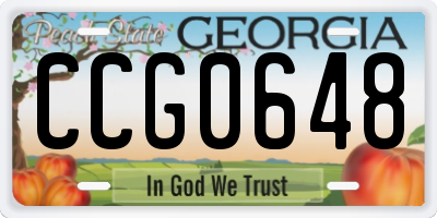 GA license plate CCG0648