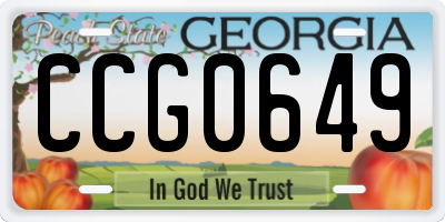 GA license plate CCG0649
