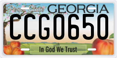 GA license plate CCG0650