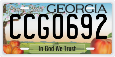 GA license plate CCG0692