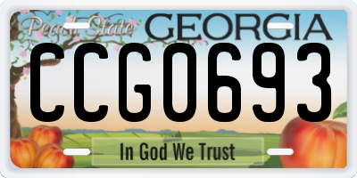 GA license plate CCG0693