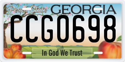 GA license plate CCG0698