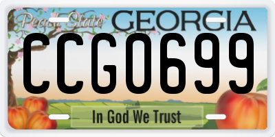 GA license plate CCG0699