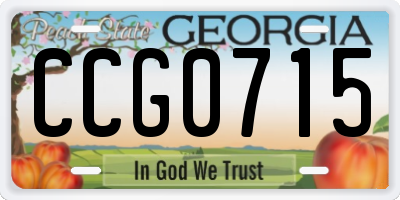 GA license plate CCG0715