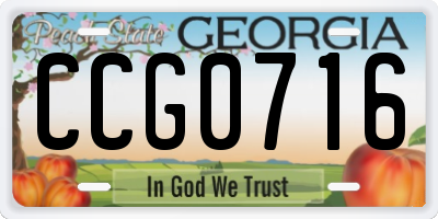 GA license plate CCG0716
