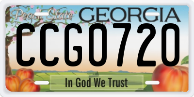 GA license plate CCG0720