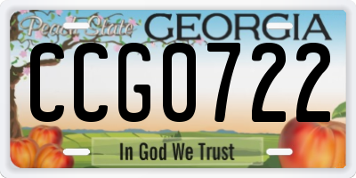GA license plate CCG0722