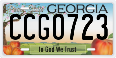 GA license plate CCG0723