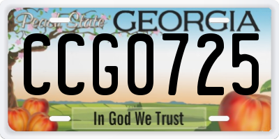 GA license plate CCG0725