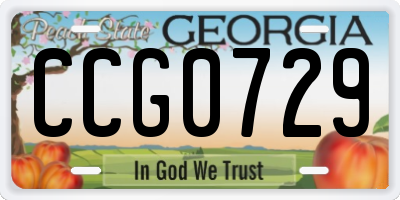 GA license plate CCG0729