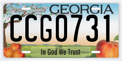 GA license plate CCG0731