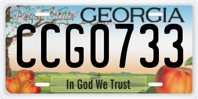 GA license plate CCG0733