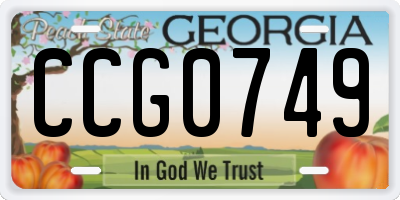 GA license plate CCG0749