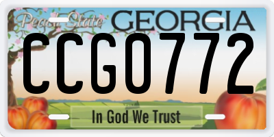 GA license plate CCG0772