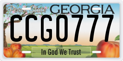 GA license plate CCG0777