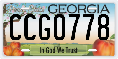 GA license plate CCG0778