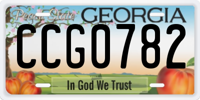 GA license plate CCG0782