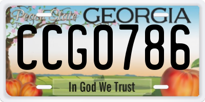 GA license plate CCG0786