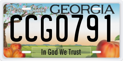 GA license plate CCG0791